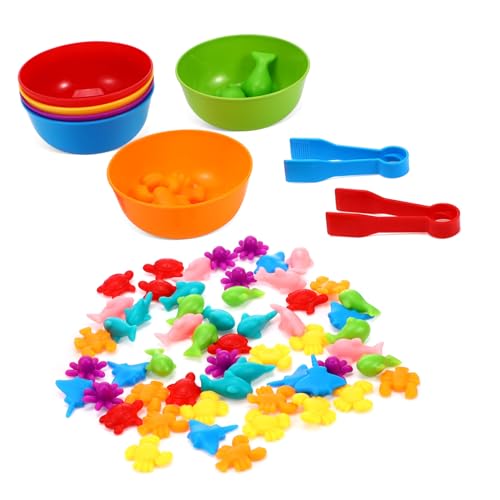 Toyvian 1 Satz Lehrmittel Für Meerestiere Kind Mini Spiel Meerestierfiguren Babys Objekte Stapel Behälter Farbsortierschalen TPE von Toyvian