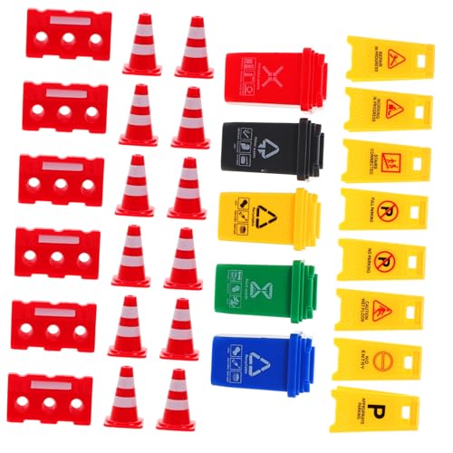 Toyvian 1 Satz Lehrmittel Für -mülleimer Verkehrsbarriere Mülleimer-Ornament Simulation Straßenschild Mini-verkehrsbarriere Kleine Verkehrskegel Plastik von Toyvian