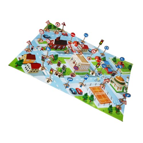 Toyvian 1 Satz Lernspielzeug Für Kinder Mini-straßenschilder Puzzle-Spielzeug Straßenschild-Spielzeug Für Kinder Verkehrszeichen-spielset Ampel Spielset Mit Straßenschildern Holz von Toyvian