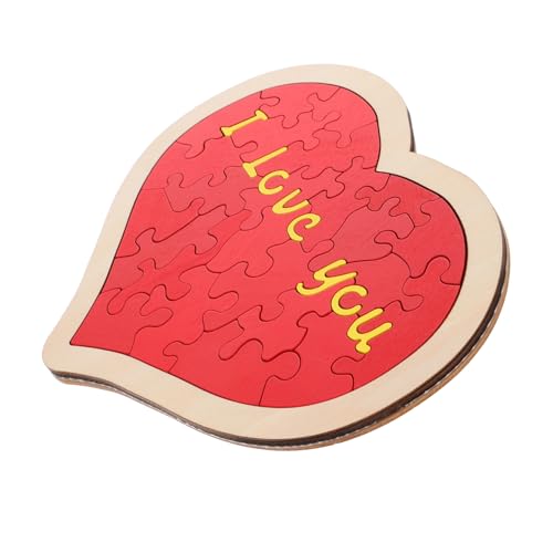 Toyvian 1 Satz Liebespuzzlespielzeug Holz Geburtstagsgeschenk Geschenkidee für Paare Herz-Puzzle handgemachtes Puzzle herzförmiges Holzpuzzle Herz, ich Liebe Dich, Rätsel rot von Toyvian