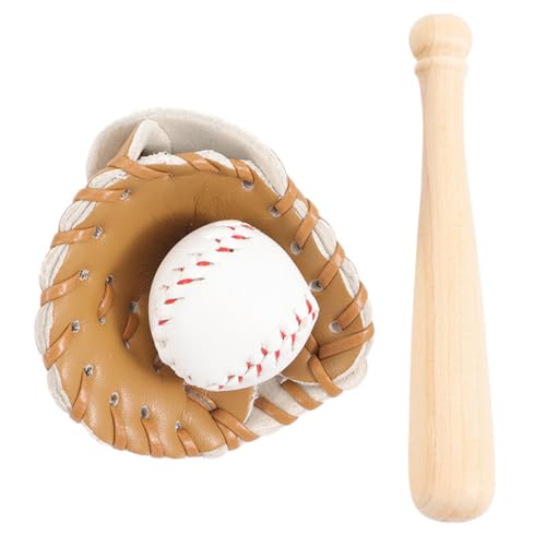 Toyvian 1 Satz Mini-Baseball baseballhandschuh Baseball handschuh spielzeuge spielsachen Toys Mini-Hausversorgung DIY-Versorgung Mini-Hausdekoration Mini-Sportbälle Puppenzubehör hölzern von Toyvian