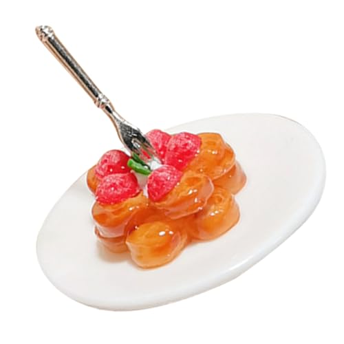 Toyvian 1 Satz Mini-Fruchtdesserts puppenhaus zubehör Mini Kuchen Ornament Klassische Puppenhausdekoration Dessertringe erdbeer deko Mini- -Küchenzubehör Mini-Küchenszenendekor Harz von Toyvian