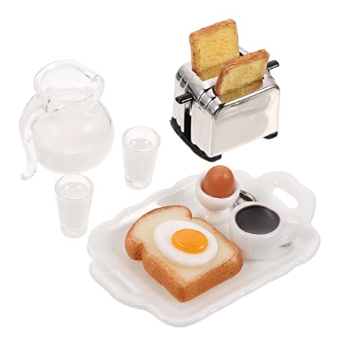 Toyvian 1 Satz Mini-Frühstücksset Miniaturszenen-Brotmaschinenmodell Puppenhauszubehör Mini-Szene-Brotmaschinenmodell Miniaturdekoration Legierung von Toyvian