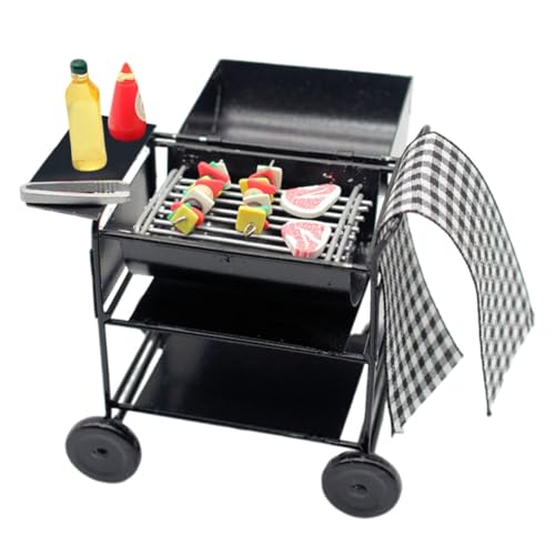 Toyvian 1 Satz Mini-Grill Miniatur-Puppenhaus-Grillofen-Set Puppenhaus-Grillständer 1:12 Möbel Kocher Grillmodell für kleines Mini-Hausdekoration draussen vorgeben einstellen von Toyvian