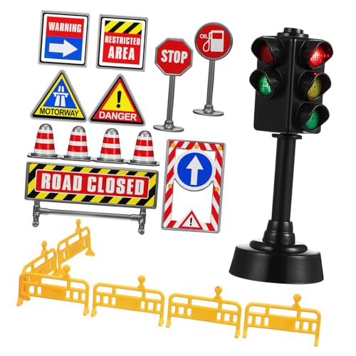 Toyvian 1 Satz Mini-Verkehrszeichen-Set verkehrsschilder verkehrserziehung Verkehrsschilder Educational Toys -Ampeln Slot Straße Straßenschild Minikegel Plastik von Toyvian