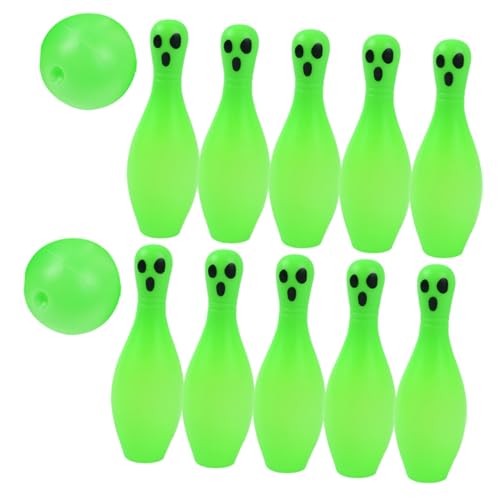 Toyvian 1 Satz Party-Bowling Halloween Halloween Toys Halloween-Bowling-Set Bowlingflaschen-Set Halloween- Sport innen Bowlingspiel für Party Outdoor-Bowling Light Green von Toyvian