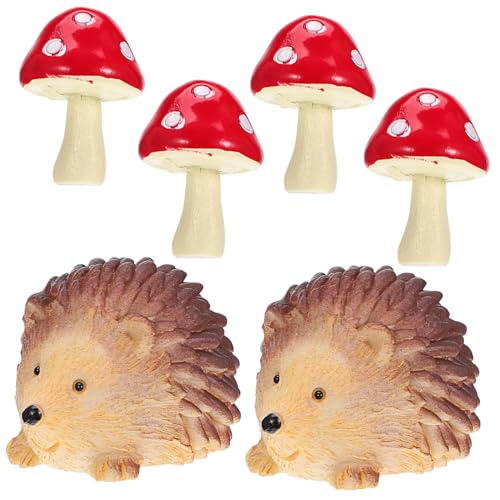 Toyvian 1 Satz Pilz-Igel-Set Mini-gartendekoration Pilzdekor Minigarten Feengarten Zubehör Puppenhaus-miniaturen Mini-landschaftsdekoration Mini-landschaftszubehör Miniaturfiguren Harz von Toyvian