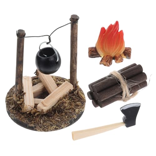 Toyvian 1 Satz Puppenhaus-Deckenofen-Ornamente pelziger beflockter Osterhase kleine Tischlampe puppenhaus Kamin Puppenstube Feuerstelle Küchenzubehör für Puppenstuben Mini- -Camping-Set von Toyvian