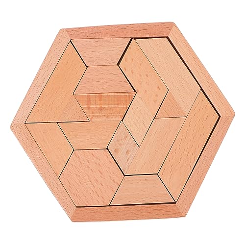 Toyvian 1 Satz Puzzle-Bausteine Tangram entwicklung laubsäge gehirn Training knobeleien für Sechseck-Puzzle Rätsel zum frühen Lernen hochwertiges Holz von Toyvian