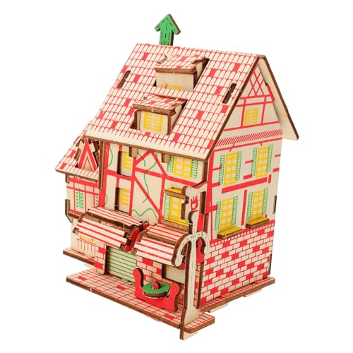 Toyvian 1 Satz Puzzle Spielzeug zum Bauen von stielen DIY-Modellbauspielzeug Spielzeug für Kinder Geburtstagsgeschenk Rätsel Modell Windmühlenhaus Zusammenbau eines Holzhausmodells hölzern von Toyvian