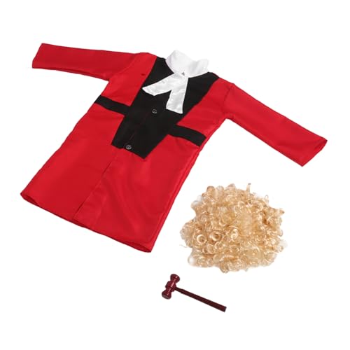 Toyvian 1 Satz Richterkostüm Richterperücke Für Kinder Richter Kostüm Für Kinder Kreative Halloween-Performance-Kleidung Partykostüm Und Perücke Spielhaus-Party-perücke Polyester von Toyvian