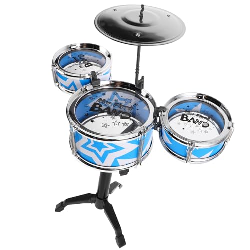 Toyvian 1 Satz Schlagzeug für Jazz-Schlagzeug-Set Rhythmus Schlagzeug Jazz Trommel Set Musikspielzeug für Babys Musikalisches für Kleinkinder Plastik Blue von Toyvian