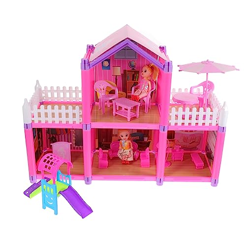 Toyvian 1 Satz Schloss selber Bauen spielhaus Playhouse for DIY Kinderzimmer Accessoires Toys Mädchen lustig zusammenbauen Bildungsspielzeug Plastik Rosa von Toyvian