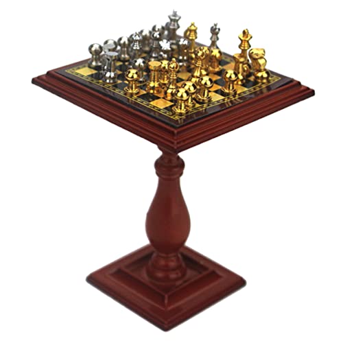 Toyvian 1 Satz Simuliertes Schach Miniatur Dame Mini-zubehör Tragbares Schach Spiel Puppenstubenmöbel Schach-Timer Original Zubehör Für Puppenhäuser Schachbrett Planke Brown Hölzern von Toyvian