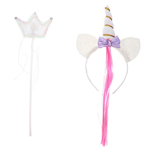 Toyvian 1 Satz Stirnband verkleidung stirnbänder faschingkostüme Unicorn Party Einhörner für Mädchen Kuscheltiere für Mädchen Haarband Kostümstab Feenstab Stoff Weiß von Toyvian