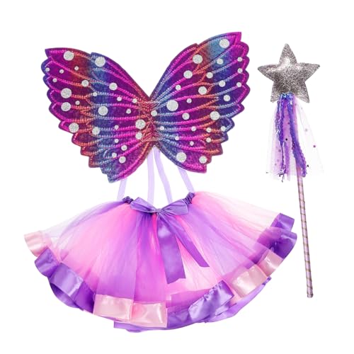 Toyvian 1 Satz Stoffset mit Schmetterlingsflügeln Fee Flügel Kleinkind Feenkleid Flügel-Partygeschenke Verkleidung Schmetterling Partykleidung für Tutu-Rock Prinzessin tutu von Toyvian