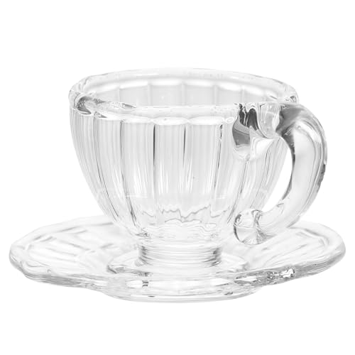 Toyvian 1 Satz Tassen Und Untertassen Für Puppenstuben Mini-tassen Zarte Foto-Requisiten Mini-untertasse Mikro-puppenhausdekoration Mini-küchenzubehör Miniatur-untertasse Transparent Glas von Toyvian