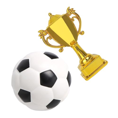 Toyvian 1 Satz Trophäen-Fußballmodell fußball Plastik fußball zappeln goldene Pokale Medaillen für goldene Trophäen Puppenhaus-Fußball winzige Trophäe Wiederverwendbar von Toyvian