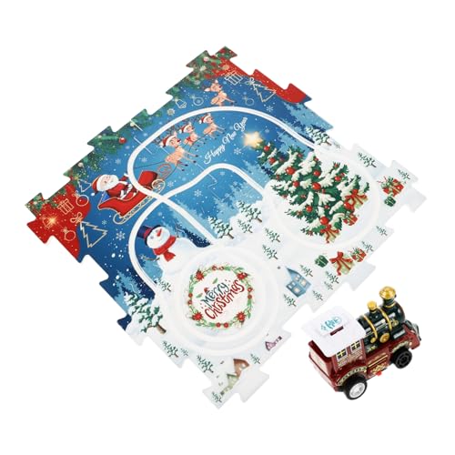 Toyvian 1 Satz Weihnachtsgleiszug DIY-weihnachtspuzzle-schienenspielzeug Puzzle-Track Schienenauto-Spielzeug Eisenbahn-Puzzle-Strecke Holzspielzeug Zum Bemalen Zug-Puzzle-Strecke Plastik von Toyvian