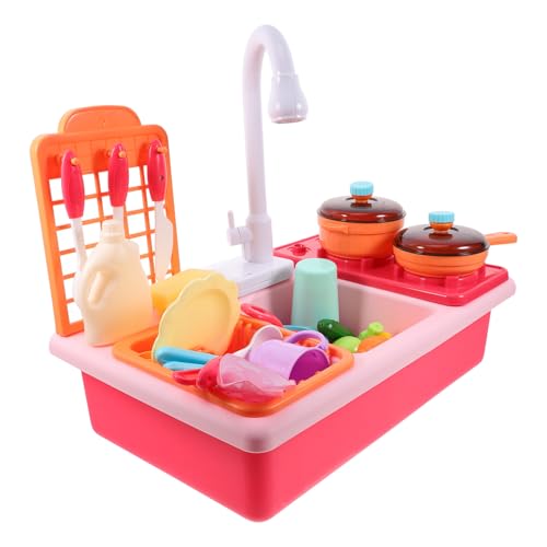 Toyvian 1 Satz geschirrspüler für flüssige Tasten Kinderküche Kitchen Set for küchenspielzeug für Lernspielzeug für Simulation Küchenspüle Plastik Rosa von Toyvian