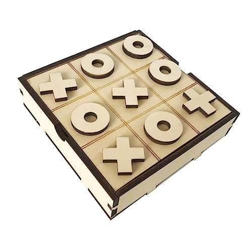 Toyvian 1 Satz xo Schach Puzzle rätselbuch Kid Toys wohnraumdeko Klassisches Brettspiel Tictactoe-Schachspiel xo Familienspiele Zehenspiel -Toe-Brettspiel Lindensperrholz von Toyvian