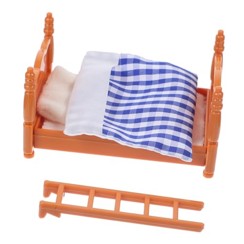 Toyvian 1 Set Bettmodell Mini-Puppenhaus Mini-Spielzeug Miniaturen Etagenbett Schlafzimmermöbel Holz Puppenbett Mini- Bett Mini- Dekoration Miniatur-Bett von Toyvian