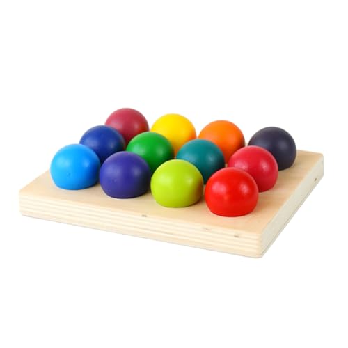 Toyvian 1 Set Früherziehung Holzsport Holz Regenbogen 12 Farben Kognitive Bunte Bausteine ​​Frühes Lernen Farbtafel von Toyvian