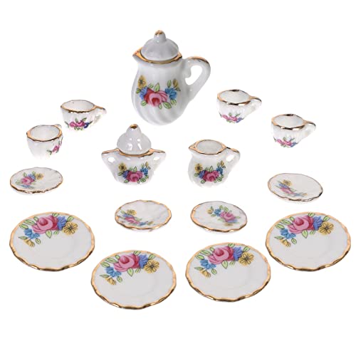 Toyvian 1 Set Geschirrset Teeservice Modell Küchenbesteck Spaß Pädagogische Mini Puppenteller Rollenspiel Für Das Mini Teetasse Miniatur Küchenzubehör Keramik von Toyvian