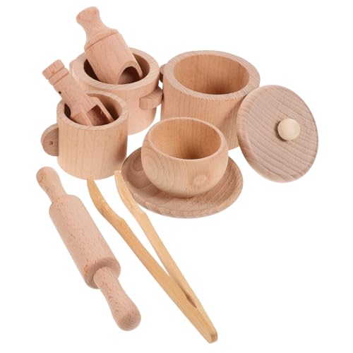 Toyvian 1 Set Montessori Holz Tee-Set Spielzeug Sensorische Werkzeuge Kinder Pretend Küche Spielen Zubehör von Toyvian