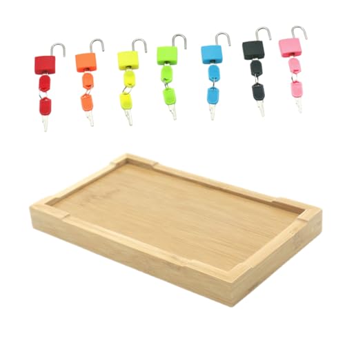 Toyvian 1 Set Montessori Unterricht Kreatives Spielzeug Lernspielzeug + Spielzeug Lernspielzeug Passendes Schloss Schlüssel Spielzeug Mit Bambus Tablett Aus Kunststoff von Toyvian