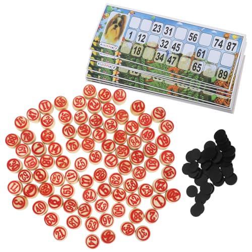 Toyvian 1 Set Russisches Lotto-Set Bingo-Zahlenschach Vintage-Holz-Bingo-Spiel Holz-Tombola-Standardfliesen Bingo-Lotto-Spiel Holz Russisches Lotto- Spielzubehör von Toyvian