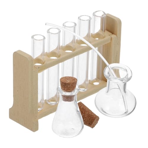 Toyvian 1 Set Simulation Experiment Reagenzglas Rack Mini Basketballkorb Anzuchtstation Kleines Reagenzglas DIY Miniatur Puppenhaus Kit Reagenzgläser Bildung Labor Glas Khaki von Toyvian