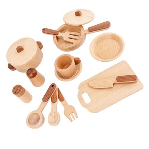 Toyvian 1 Set Spielküche Holzspielzeug Pädagogisches Küchen Zubehör Set Für Lernspielzeug Für Rollenspiele Und Kognition Unbehandelte Holzfarbe von Toyvian