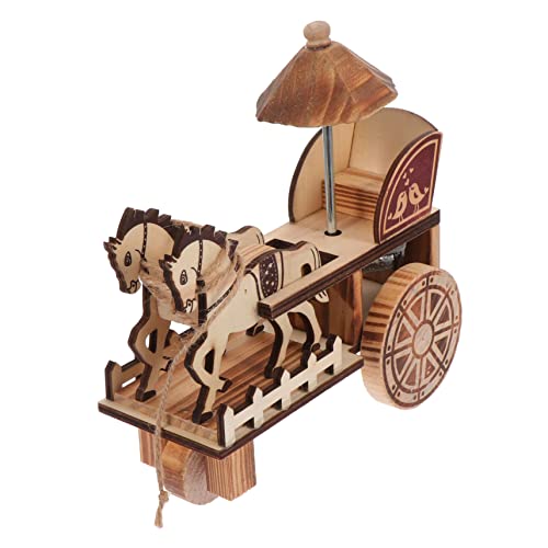 Toyvian 1 Stück Holz Kutsche Modell Chritmas Puzzles Vintage Puzzle Mechaniker Geschenk Holz Spieluhr Holz Spieluhr Dekorative Spieluhr Pferdekutsche Spielzeug Retro Musik Kutsche Gharry von Toyvian