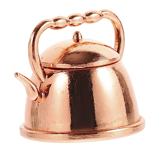 Toyvian 1:12 Miniatur- und Wasserkocher Vintage - Teedose bürodeko büro Dekoration Mini Kuscheltier Desktop-Mini- Teekannen-Ornament aus Metall Rose Gold von Toyvian