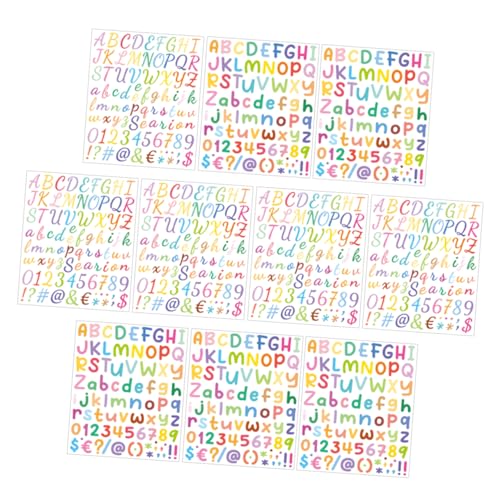 Toyvian 10 Blätter Bunte Buchstabenaufkleber Aufkleber Für Zahlenaufkleber Alphabet-Aufkleber Briefbrett Briefe Ans Schwarzes Brett Nummernschilder Colorful Vinyl Vinyl Selbst Kleber von Toyvian