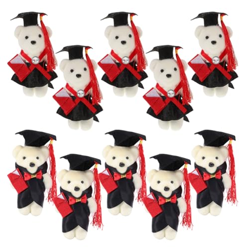 Toyvian 10 Pcs Mini Bears Abschluss Plüsch Vorhanden Gefüllt Mit Cap Klasse Von 2025 Abschluss Für Die College High School DIY Bouquet Dekoration Party von Toyvian