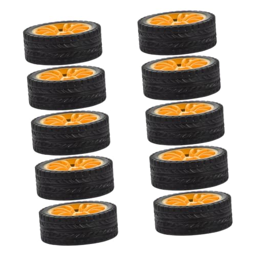 Toyvian 10 STK Radzubehör gummireifen DIY-Räder Auto Spielzeugteile Reifen für Spielzeugautos Auto DIY räder Spielzeugräder RC-Car-Reifen Wissenschaftsprojekträder Rad Spielzeug Orange von Toyvian