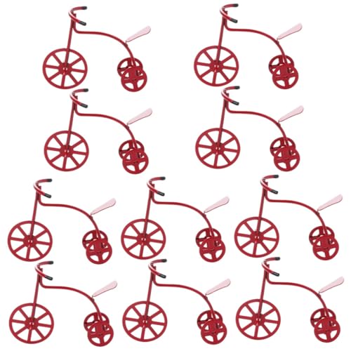 Toyvian 10 STK Zubehör für Puppenhäuser Mini-Finger-Bike-Spielzeug Fahrräder für Puppenhäuser Mini-Fingerbike Mini-, Miniatur-Fahrrad Miniatur-Fahrradornament Legierung rot von Toyvian