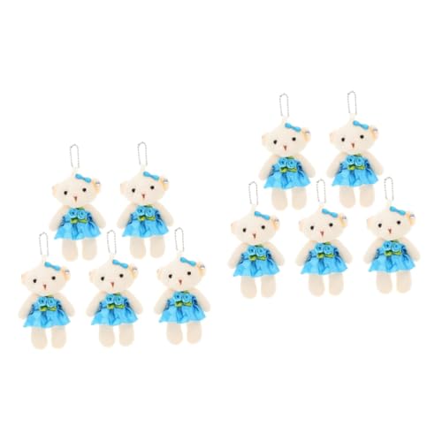 Toyvian 10 Stk Hochzeitspuppe Schöne Kleine Bären Schlüsselanhänger-anhänger Ausgestopfte Bärenfiguren Ausgestopfter Kleiner Bär Bärenanhänger Spielzeug Ausgestopfte Bärenpuppe Blue Stoff von Toyvian