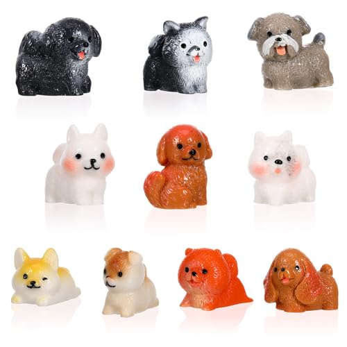 Toyvian 10 Stück Mini-Hundefiguren Miniatur-Tierfiguren Mini-Harzhunde Welpenfiguren Mini-Harztiere Kleine Hunde Für Puppenhaus Miniatur-Feengarten-Landschaftsdekoration von Toyvian