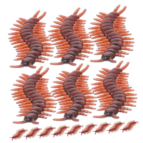 Toyvian 100 Stück Kniffliges Spielzeuge Gefälschte Tausendfüßlerfiguren Simulations-tausendfüßler-Figur Interessantes Tausendfüßlerspielzeug Party Parodie PVC Brown von Toyvian