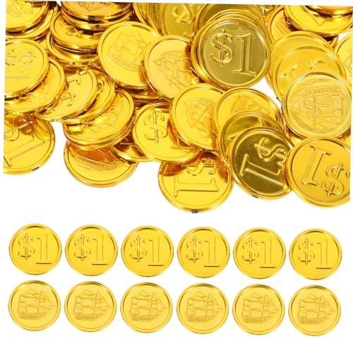 Toyvian 100St 1 Yuan Piratenmünze Spielzeuge goldene Münzen gefälschte Schatzmünzen professionelle Parteimünzen Kinderspielzeug Spiel-Schatz-Münze Party lustiges Spielzeug Plastik von Toyvian