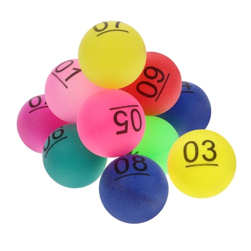 Toyvian 10St Farbe Zahlenball Bälle mit Bingoruf kleine nummerierte Kugeln Pongbälle Party Spielkugeln Zahlenkugeln mit Buchstaben Requisiten für Barspiele Party-Aktivitäts-Requisiten pp von Toyvian