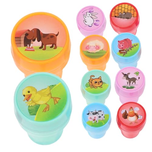 Toyvian 10St Kinderstempel Tiere Stempel für Stempel für Geburtstagsgeschenke Tiermotiv-Stempel Weihnachtstintenstempel Viehspielzeug Tierstempel PVC von Toyvian