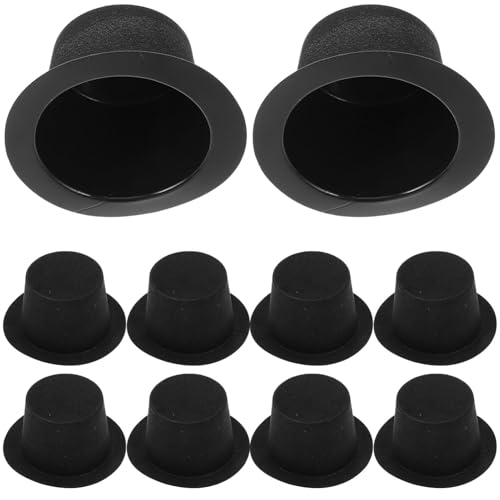 Toyvian 10St Puppenhausdekoration Mini-Zylinder Top-Hat-Kostüm Mini-Schneemann-Hut Sombrero-Hut weihnachtsbasteln Weihnachtsdeko Puppe Miniaturhüte Mini-Hüte für den Urlaub Plastik Black von Toyvian