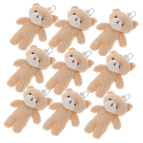 Toyvian 10St Teddybär-Anhänger kleine Bären Masse Bär Schlüsselanhänger Mini-Flauschbärchen Partygeschenke tragen Multifunktionaler Bärenanhänger kleine Bärenspielzeuge -Fleece Beige von Toyvian