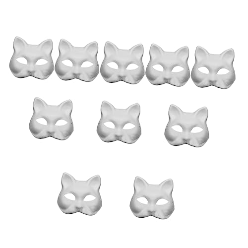 Toyvian 10St Zellstoff-Blank-Maske Maskierung Masken bemalte Gesichtsmaske Zellstoff leere Maske Party halloween mask halloweenmaske katze gesichtsmaske unbemalte maske selber machen Weiß von Toyvian