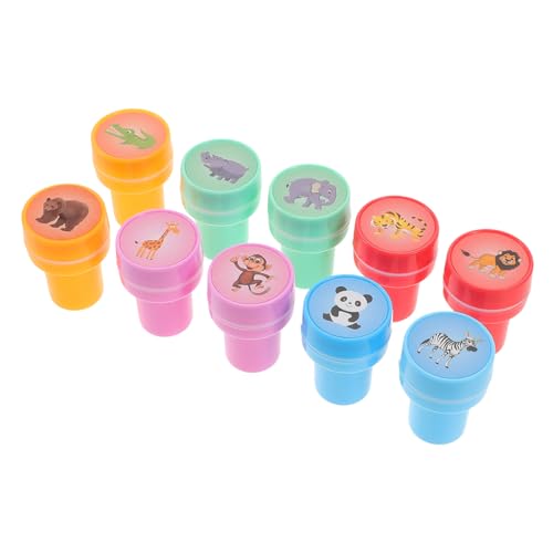 Toyvian 10st Cartoon-Spielzeug Kleinkind Stempel Kinder Briefmarken Partyzubehör Für Tiergeburtstage Tierstempel Tierstampfer Für Kinder Selbstfärbende Stempel Für Kinder Plastik von Toyvian