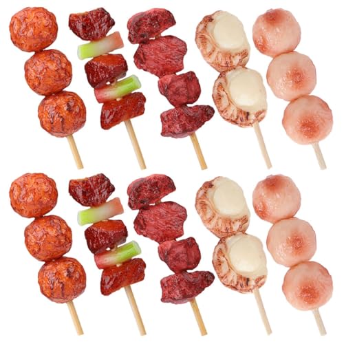 Toyvian 10st Simulierte Grillspieße Grillfleisch Gefälschte Lebensmittel Grill Vorgeben Gefälschtes Essen Grillspielzeug Für Grill-Rollenspiel- Grill-spielset PVC von Toyvian